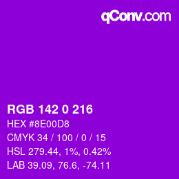 Color code: RGB 142 0 216 | qconv.com