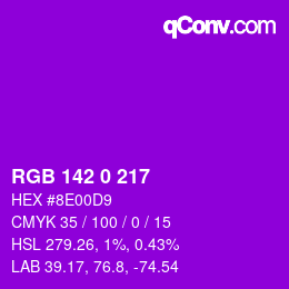 Color code: RGB 142 0 217 | qconv.com