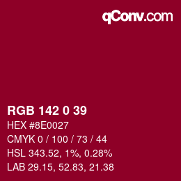 Color code: RGB 142 0 39 | qconv.com