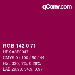 Color code: RGB 142 0 71 | qconv.com