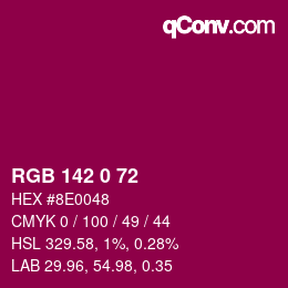 Color code: RGB 142 0 72 | qconv.com