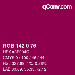 Color code: RGB 142 0 76 | qconv.com