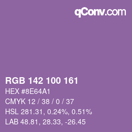 Color code: RGB 142 100 161 | qconv.com