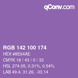 Color code: RGB 142 100 174 | qconv.com