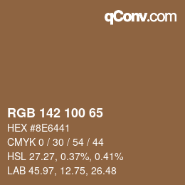 Color code: RGB 142 100 65 | qconv.com