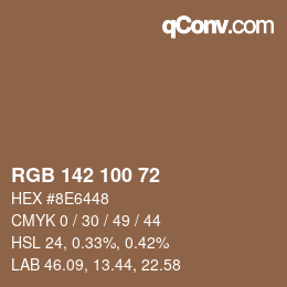 Color code: RGB 142 100 72 | qconv.com