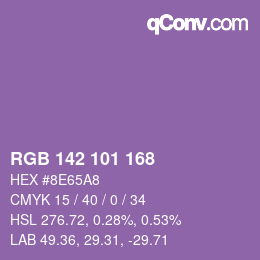 Color code: RGB 142 101 168 | qconv.com