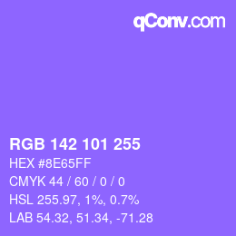 Color code: RGB 142 101 255 | qconv.com