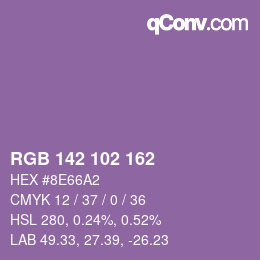 Color code: RGB 142 102 162 | qconv.com