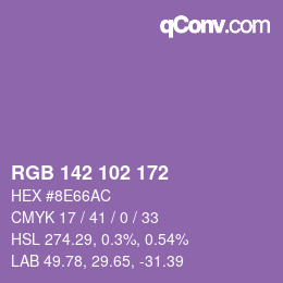 Color code: RGB 142 102 172 | qconv.com