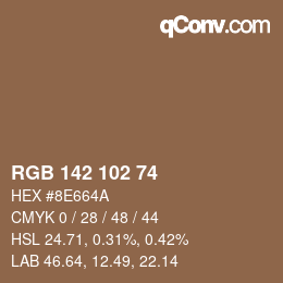 Color code: RGB 142 102 74 | qconv.com