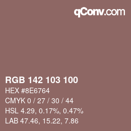 颜色代码: RGB 142 103 100 | qconv.com