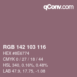 Farbcode: RGB 142 103 116 | qconv.com