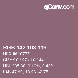 Color code: RGB 142 103 119 | qconv.com