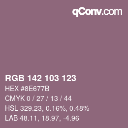 Color code: RGB 142 103 123 | qconv.com