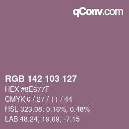 Color code: RGB 142 103 127 | qconv.com