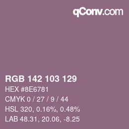 颜色代码: RGB 142 103 129 | qconv.com