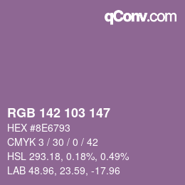 颜色代码: RGB 142 103 147 | qconv.com