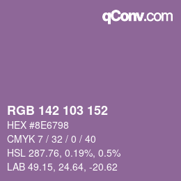 Color code: RGB 142 103 152 | qconv.com
