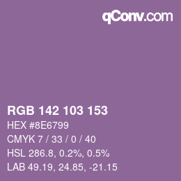 颜色代码: RGB 142 103 153 | qconv.com