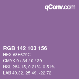 Color code: RGB 142 103 156 | qconv.com