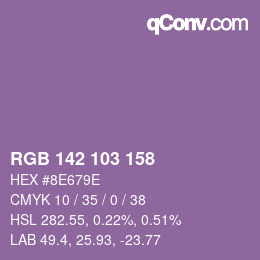 Color code: RGB 142 103 158 | qconv.com