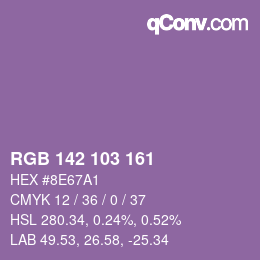 Color code: RGB 142 103 161 | qconv.com