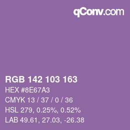颜色代码: RGB 142 103 163 | qconv.com