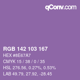 Color code: RGB 142 103 167 | qconv.com
