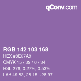 颜色代码: RGB 142 103 168 | qconv.com