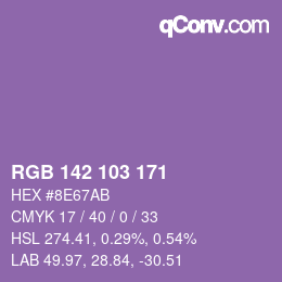Color code: RGB 142 103 171 | qconv.com