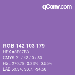 Color code: RGB 142 103 179 | qconv.com
