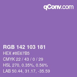 Color code: RGB 142 103 181 | qconv.com