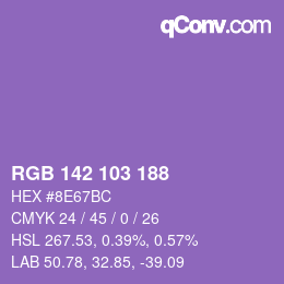 カラーコード: RGB 142 103 188 | qconv.com