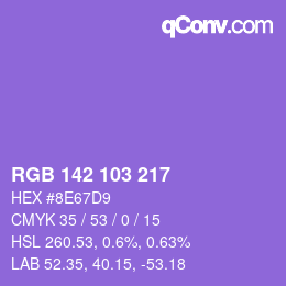 Color code: RGB 142 103 217 | qconv.com