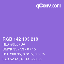 Color code: RGB 142 103 218 | qconv.com