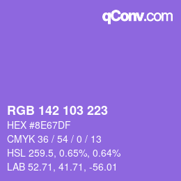Color code: RGB 142 103 223 | qconv.com