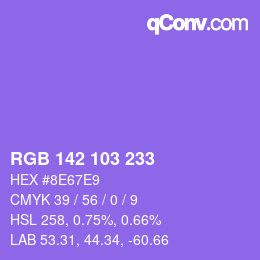 Color code: RGB 142 103 233 | qconv.com