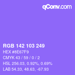 Color code: RGB 142 103 249 | qconv.com