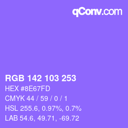 Color code: RGB 142 103 253 | qconv.com