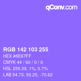 Color code: RGB 142 103 255 | qconv.com