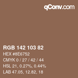 Color code: RGB 142 103 82 | qconv.com