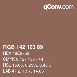 颜色代码: RGB 142 103 89 | qconv.com