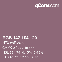 カラーコード: RGB 142 104 120 | qconv.com