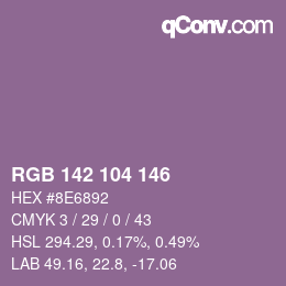 Color code: RGB 142 104 146 | qconv.com