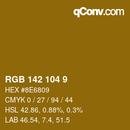 Color code: RGB 142 104 9 | qconv.com