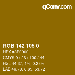Color code: RGB 142 105 0 | qconv.com