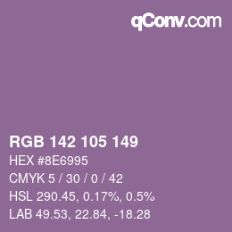 Color code: RGB 142 105 149 | qconv.com