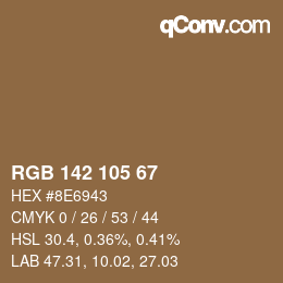 Color code: RGB 142 105 67 | qconv.com