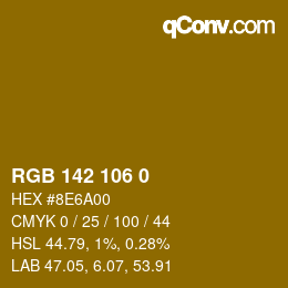 Color code: RGB 142 106 0 | qconv.com